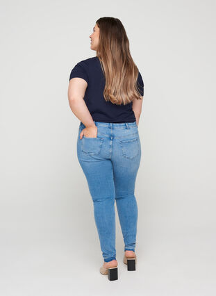 Super slim Amy jeans med høj talje , Blue denim, Model image number 1