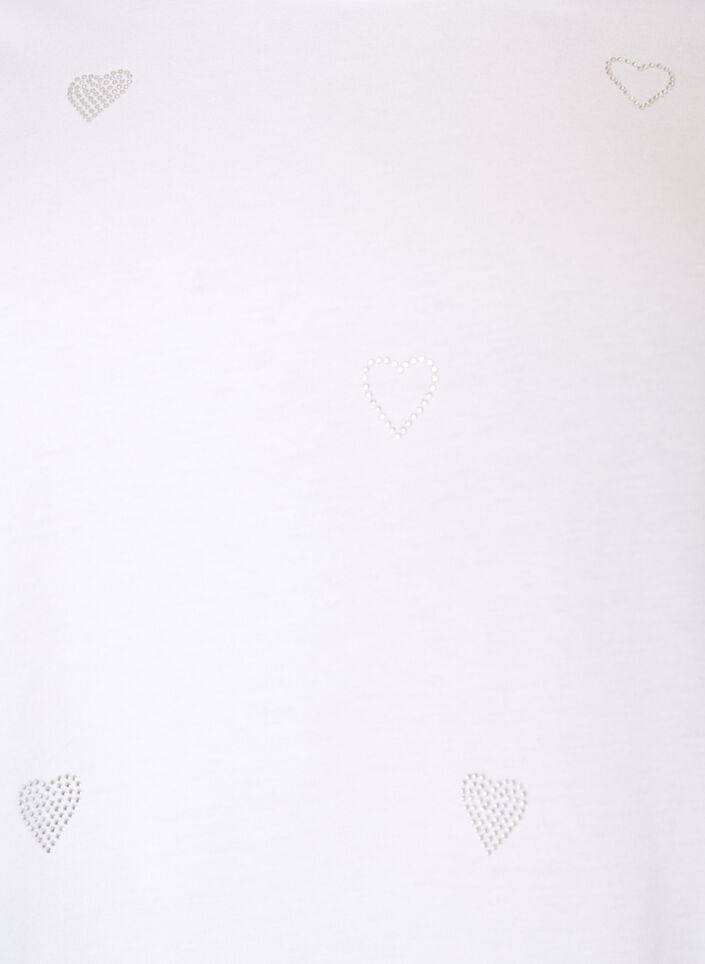 T-shirt i &oslash;kologisk bomuld med hjerter, Hvid, Packshot image number 2