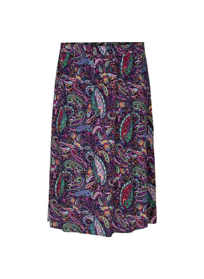 Viskose midi-nederdel i paisleyprint, Multi Paisley, Packshot image number 0