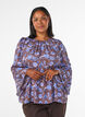 Blomstret bluse med fl&aelig;se&aelig;rmer, Brun, Model image number 0