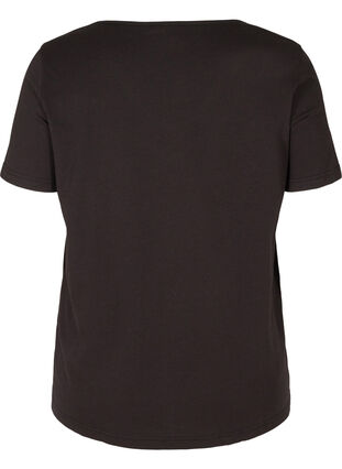 Kortærmet t-shirt med v-hals og mesh, Black, Packshot image number 1