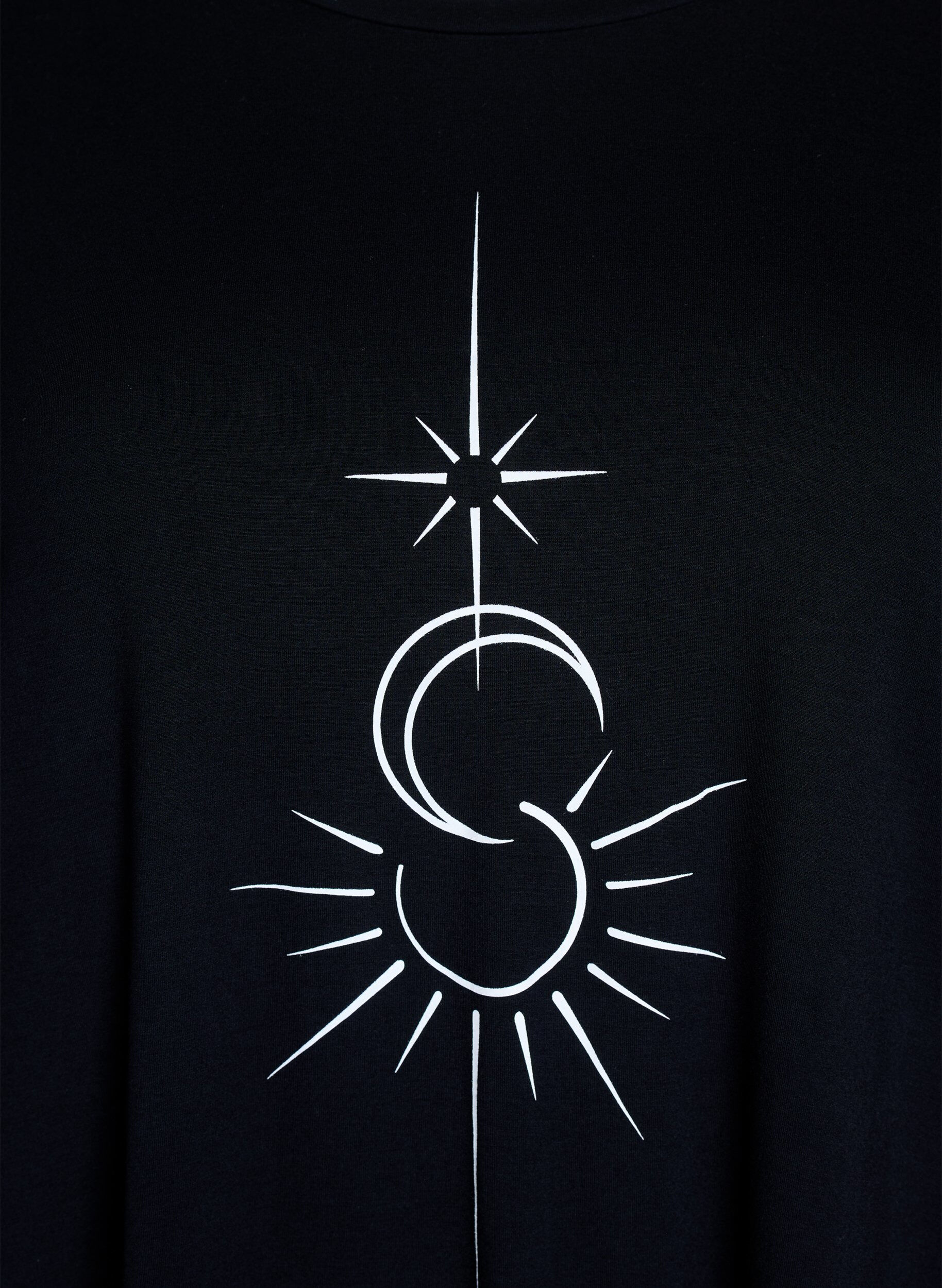 Zizzi L&oslash;s viskose nat t-shirt, Sort, Packshot image number 2