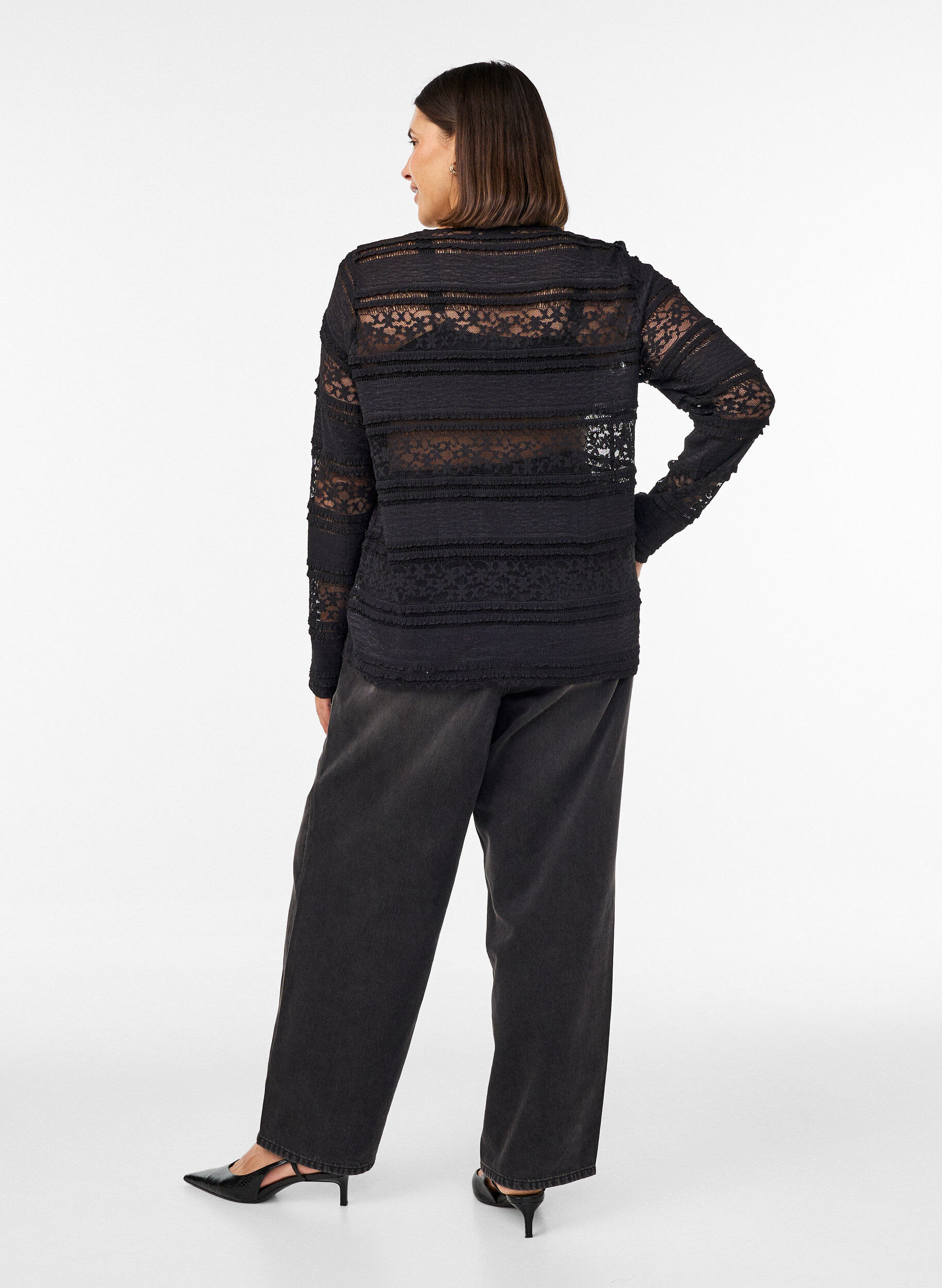 ZizziBlondebluse med lange &aelig;rmer, Sort, Model image number 2