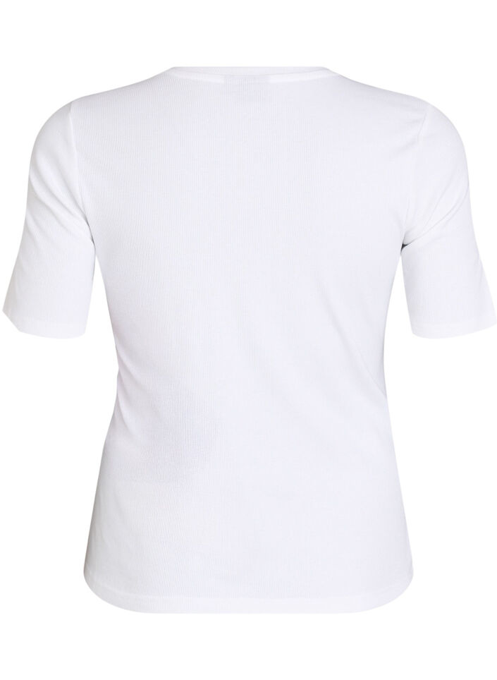 Basis t-shirt i ribbet kvalitet med rund hals, Hvid, Packshot image number 1