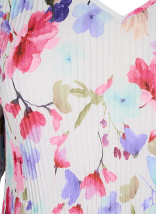 Blomstret bluse i plissé , White/MultiFlowerAOP, Packshot image number 2