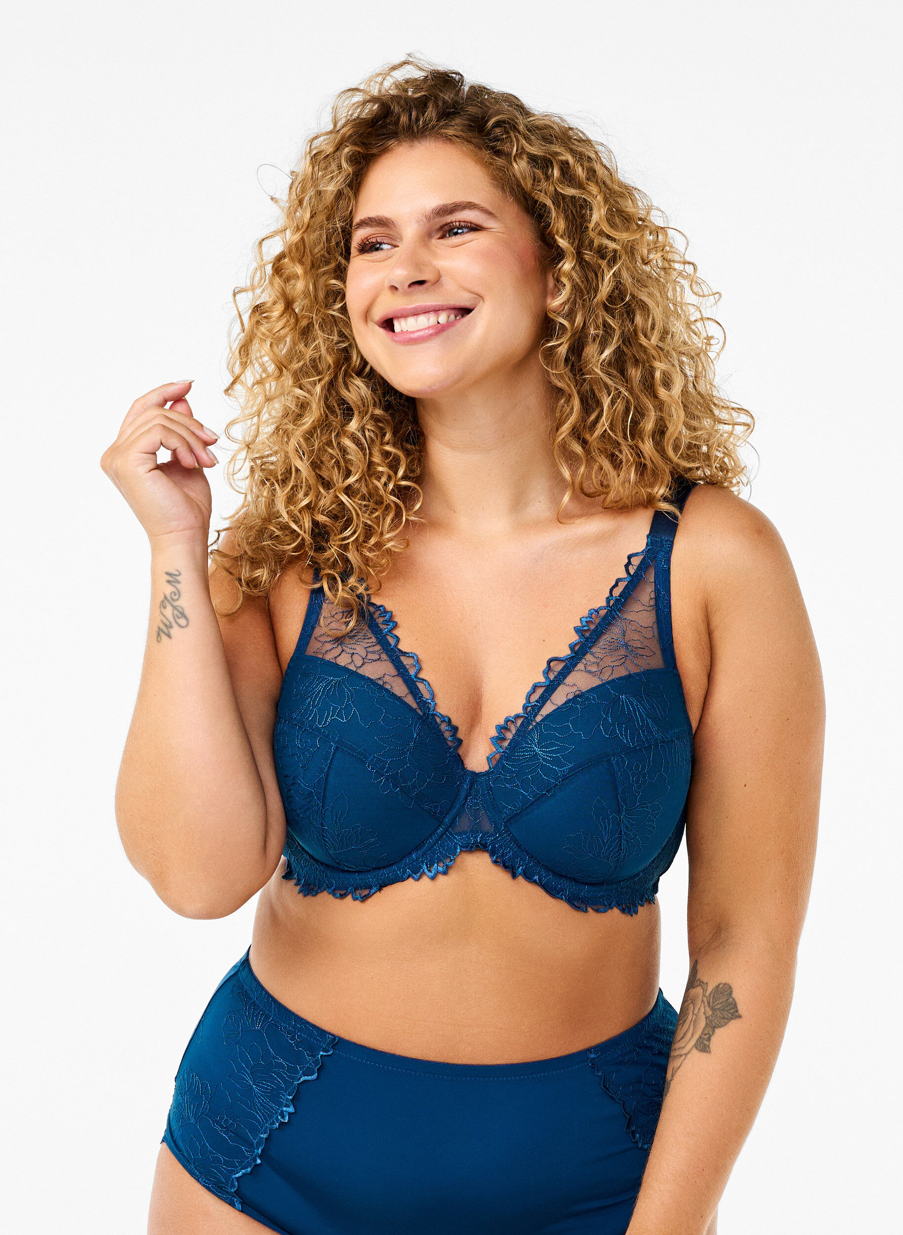 Zizzi Blondebh med b&oslash;jle og vattering, Blue Opal, Model image number 0