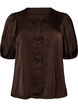 Satinbluse med sl&oslash;jfer og albuelange &aelig;rmer, Brun, Packshot image number 0