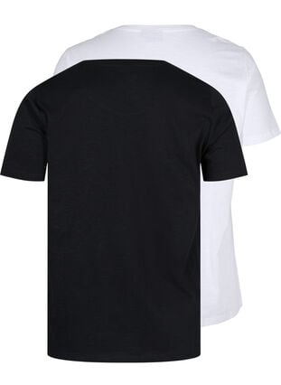 2-pak basis t-shirt i bomuld, Black/B White, Packshot image number 1