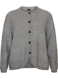 Cardigan med knapper og afrundet front, Gr&aring;