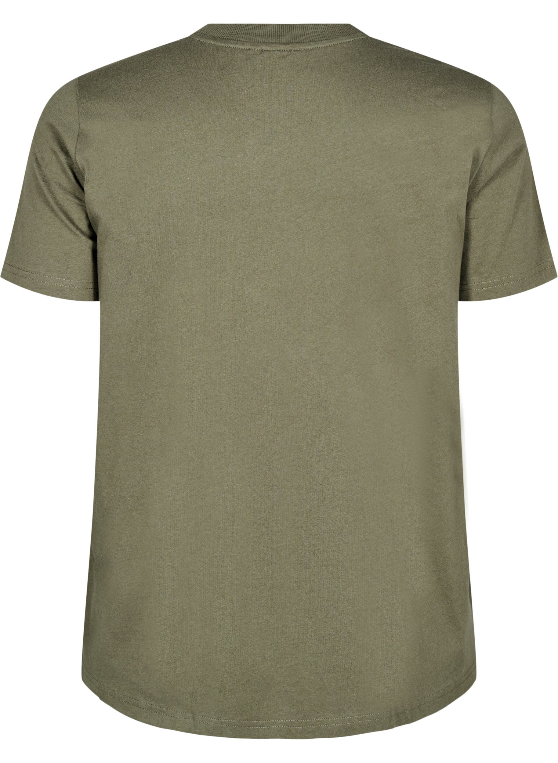 ZizziBasis t-shirt i bomuld med rund hals , Gr&oslash;n, Packshot image number 1