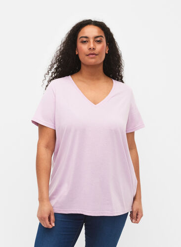 Kortærmet t-shirt med v-udskæring, Lavender Frost, Model image number 0