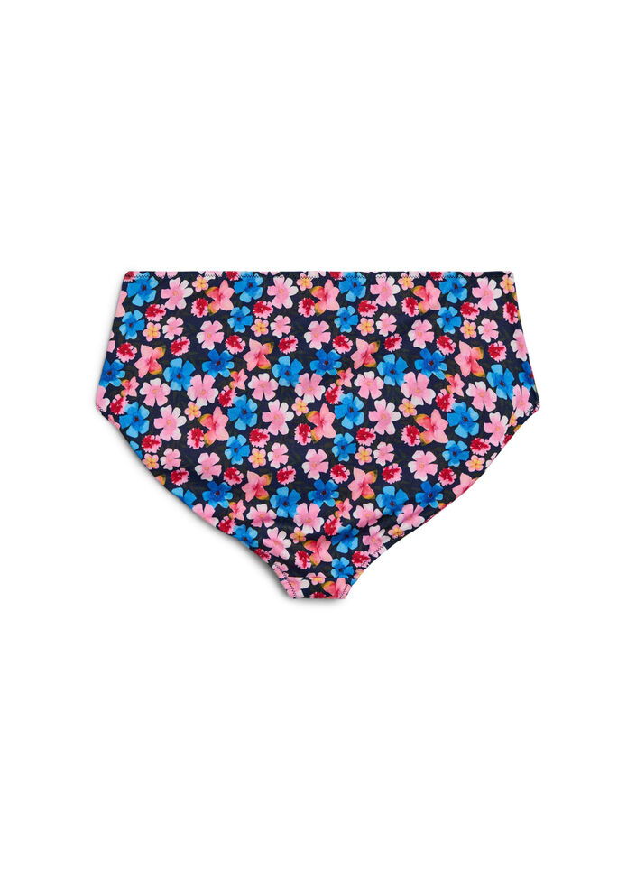 Blomstret bikiniunderdel med h&oslash;j talje, Lyser&oslash;d, Packshot image number 1