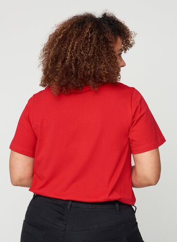 Jule t-shirt med pailletter, Red, Model image number 1