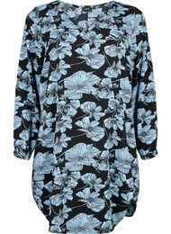 V-hals kjole med print, Black B. Flower AOP