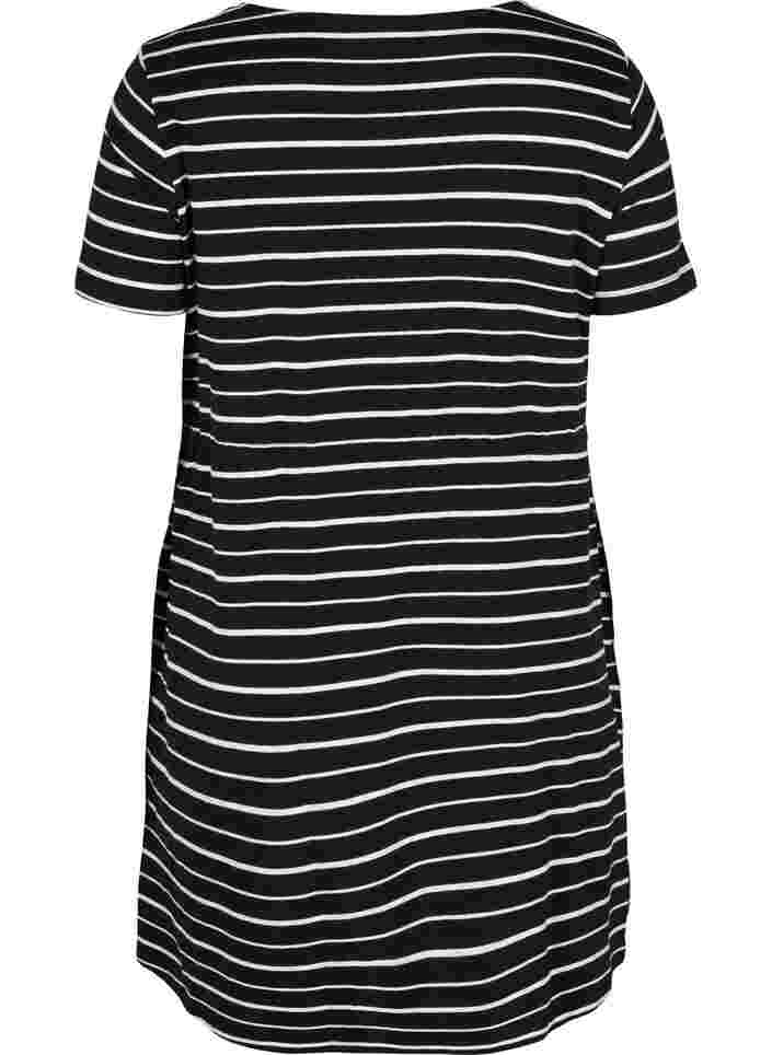 Kortærmet bomulds tunika med striber, Black/White Stripe , Packshot image number 1