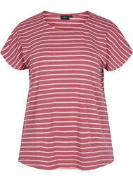 Bomulds t-shirt med striber, Apple Butter Stripe