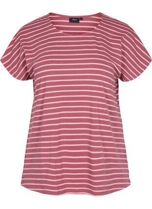 Bomulds t-shirt med striber, Apple Butter Stripe, Packshot image number 0