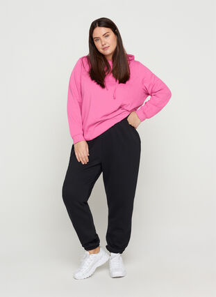 Sweatshirt med hætte og ribkanter, Phlox Pink, Model image number 3