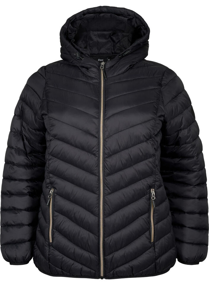 Letv&aelig;gts jakke med h&aelig;tte, Sort, Packshot image number 0