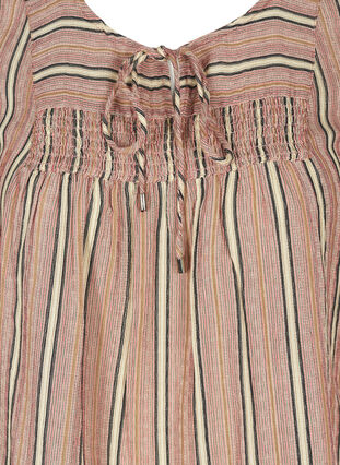 Stribet bluse med 3/4 ærmer og smock, Rose Smoke stripe, Packshot image number 2