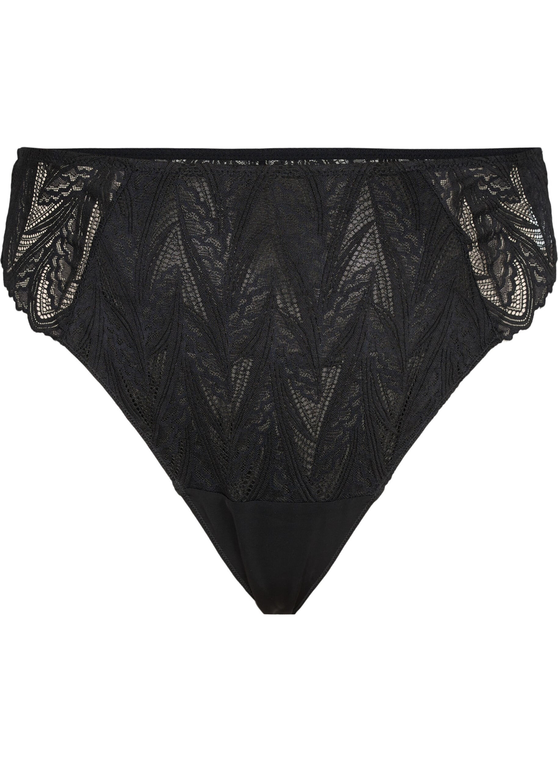 G-streng trusse med blonder og regul&aelig;r talje