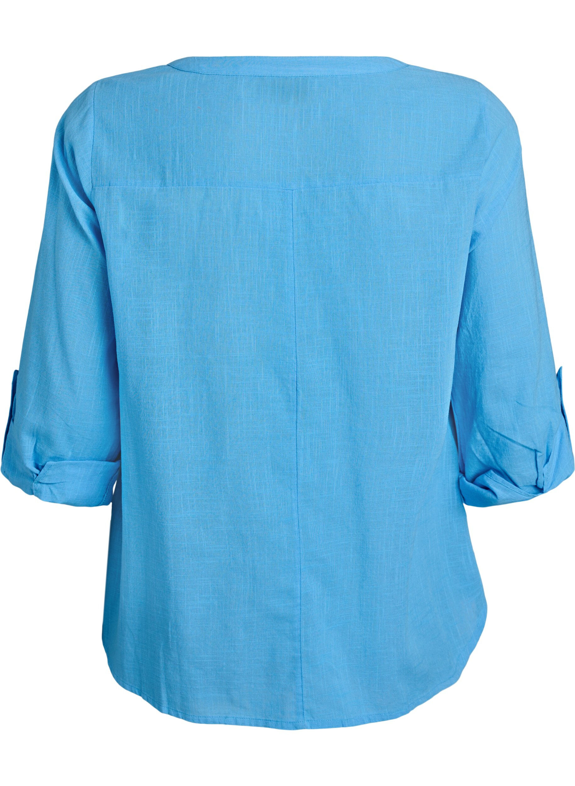 ZizziSkjortebluse i bomuld med V-udsk&aelig;ring, Bl&aring;, Packshot image number 1