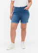 Højtaljede denim shorts med slim fit, Medium Blue Denim, Model image number 2
