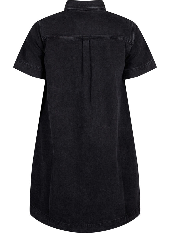 Lang denimskjorte med korte ærmer, Grey Washed, Packshot image number 1