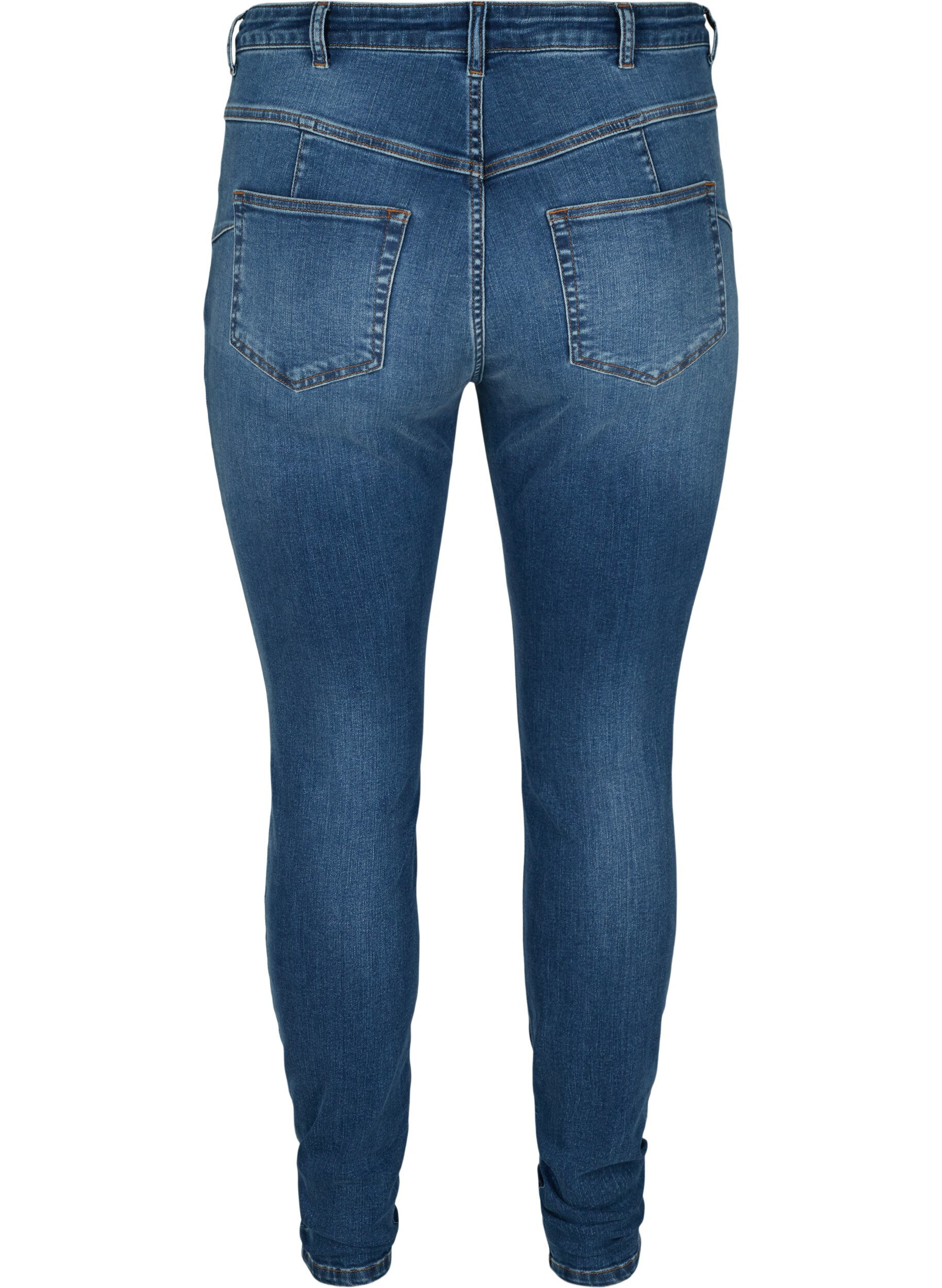 Zizzi H&oslash;jtaljede Amy jeans med push up, Blue denim, Packshot image number 1