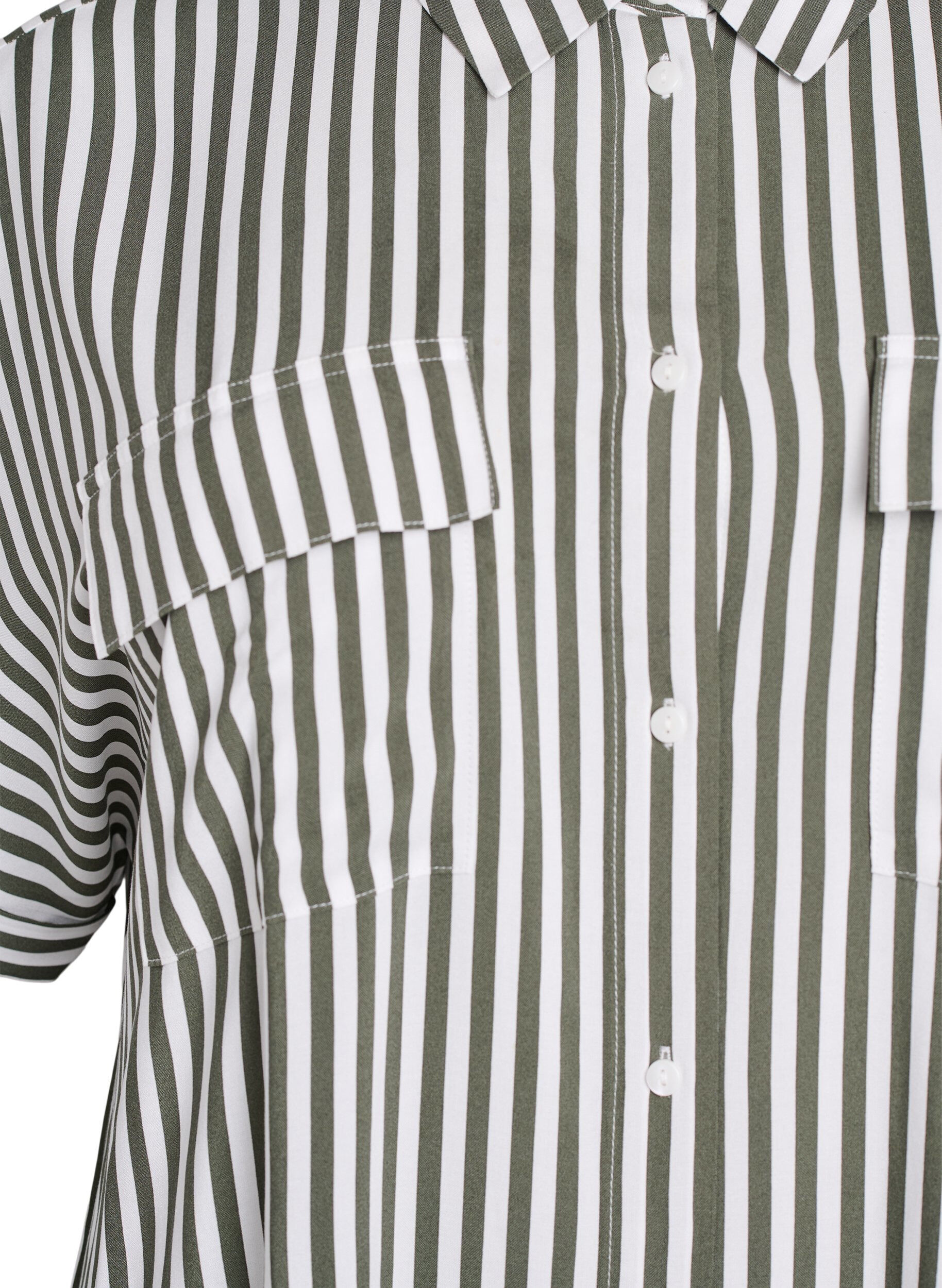 Zizzi FLASH - Lang skjortekjole med korte &aelig;rmer, Gr&oslash;n, Packshot image number 2