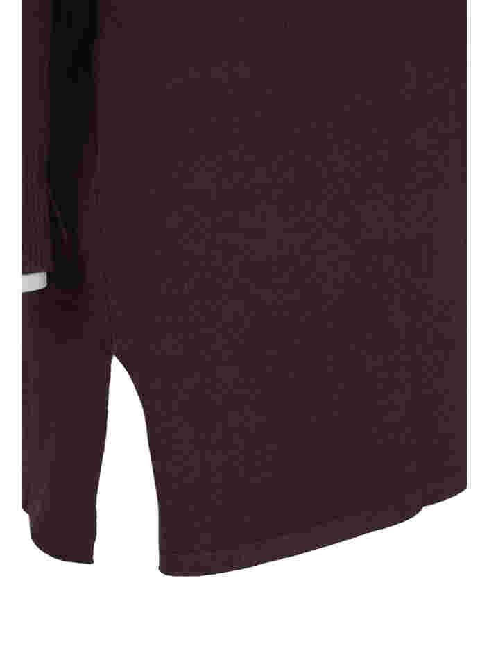 Strikket cardigan med slids og rib, Black Coffee, Packshot image number 3