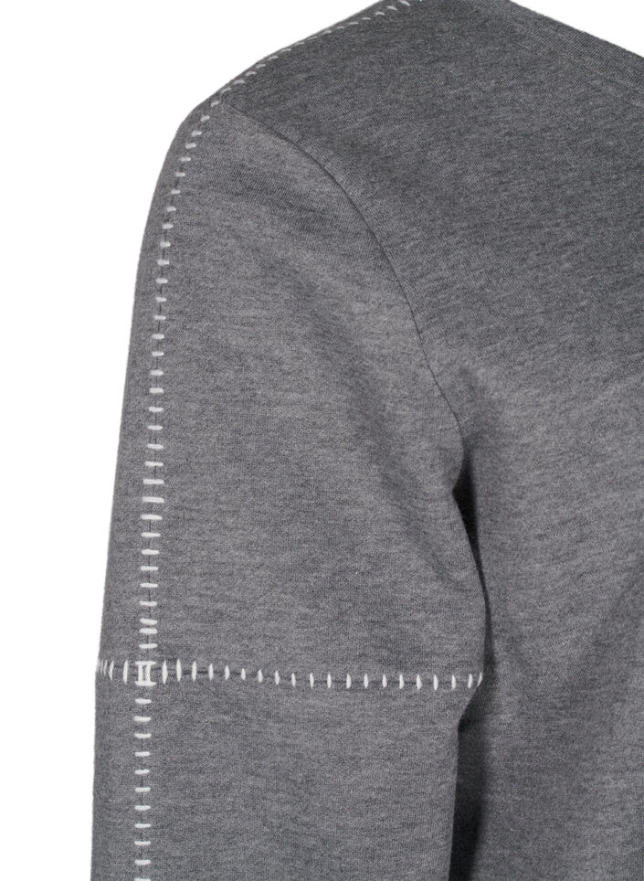 Sweatshirt med kontrastsyninger, Medium Grey Mél, Packshot image number 3