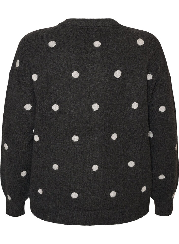 Cardigan med prikket m&oslash;nster, Gr&aring;, Packshot image number 1