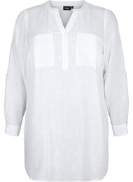 Tunika i bomuld med 3/4 ærmer, Bright White