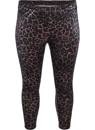 Leggings i velour med leopardmønster, Brun