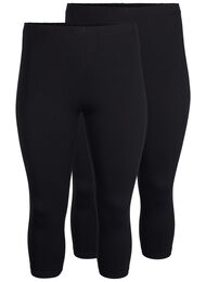 FLASH - 2-pak 3/4 leggings i bomuld, Sort