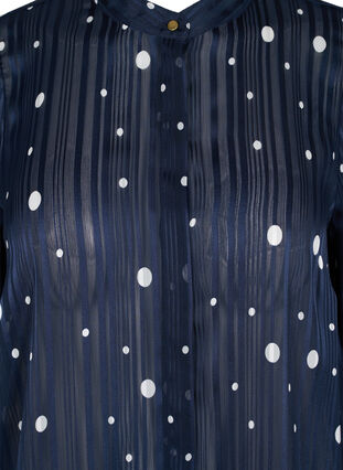 Printet skjortebluse med 3/4 ærmer, Navy Blazer Dot, Packshot image number 2