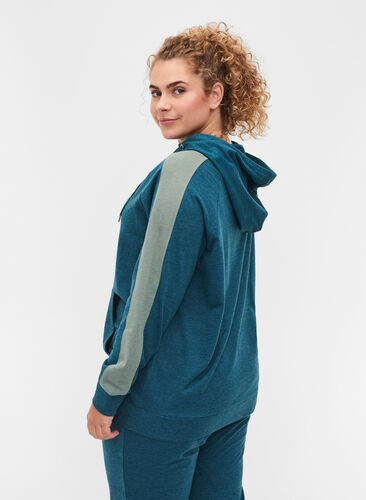 Sweatshirt med lynlås og hætte, Deep Teal, Model image number 1