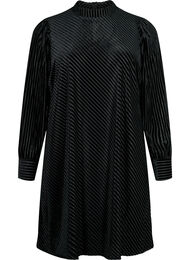 Strukturmønstret kjole i velour, Black