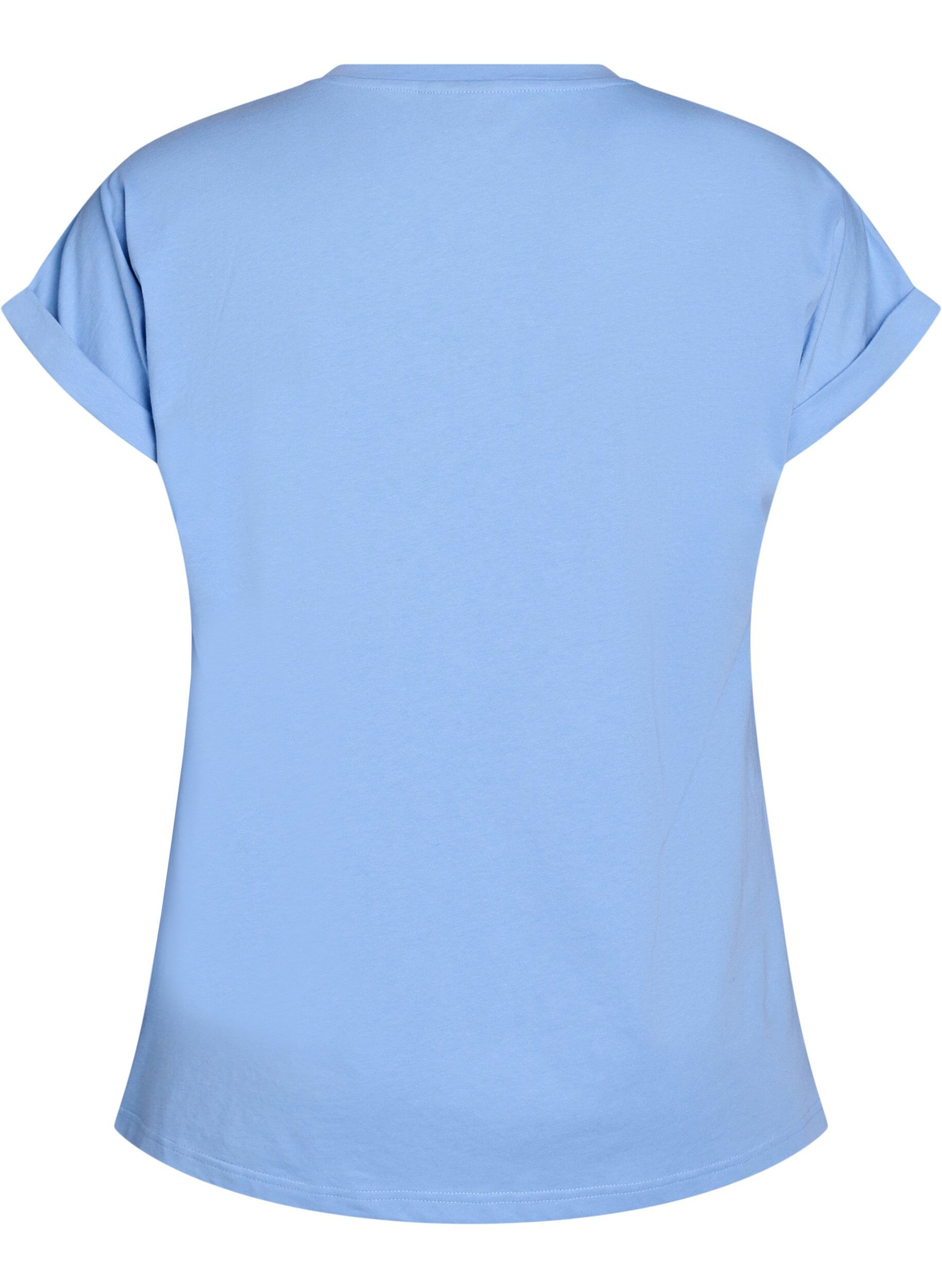 ZizziKort&aelig;rmet t-shirt i bomuldsblanding, Bl&aring;, Packshot image number 1