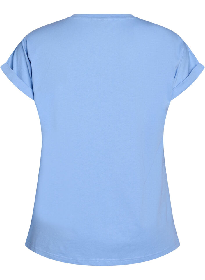 Kort&aelig;rmet t-shirt i bomuldsblanding, Bl&aring;, Packshot image number 1
