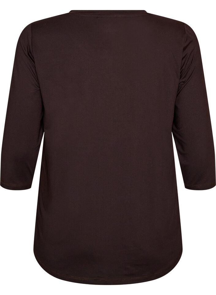 Tr&aelig;ningsbluse med 3/4-&aelig;rmer, Brun, Packshot image number 1