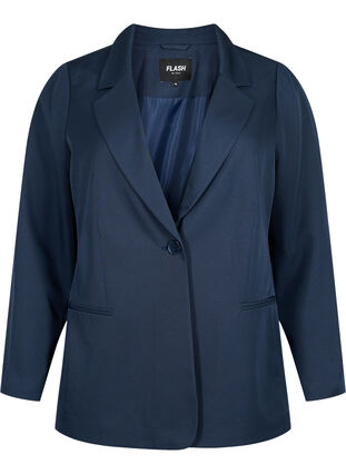 FLASH - Enkel blazer med knap, Navy Blazer, Packshot image number 0