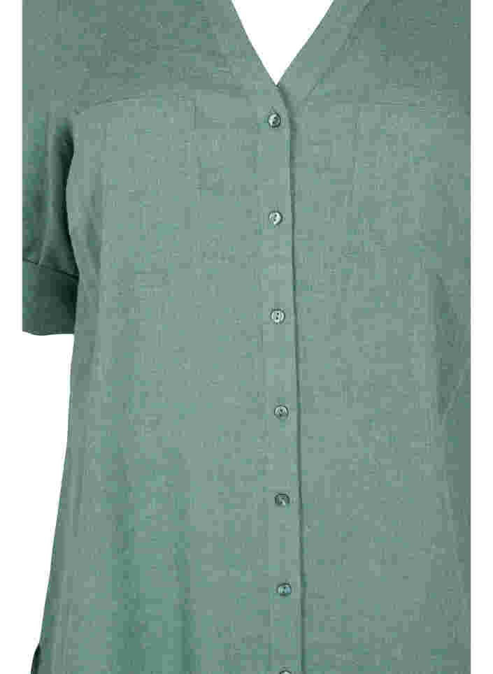 Lang skjorte med 3/4 ærmer og v-udskæring, Balsam Green, Packshot image number 2