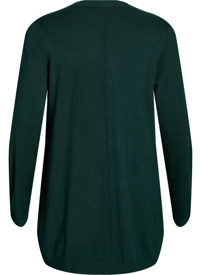 Lang strikcardigan i viskosemix, Gr&oslash;n, Packshot image number 1