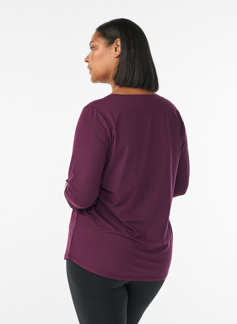 Tr&aelig;ningsbluse med 3/4 &aelig;rmer., Lilla, Model image number 2