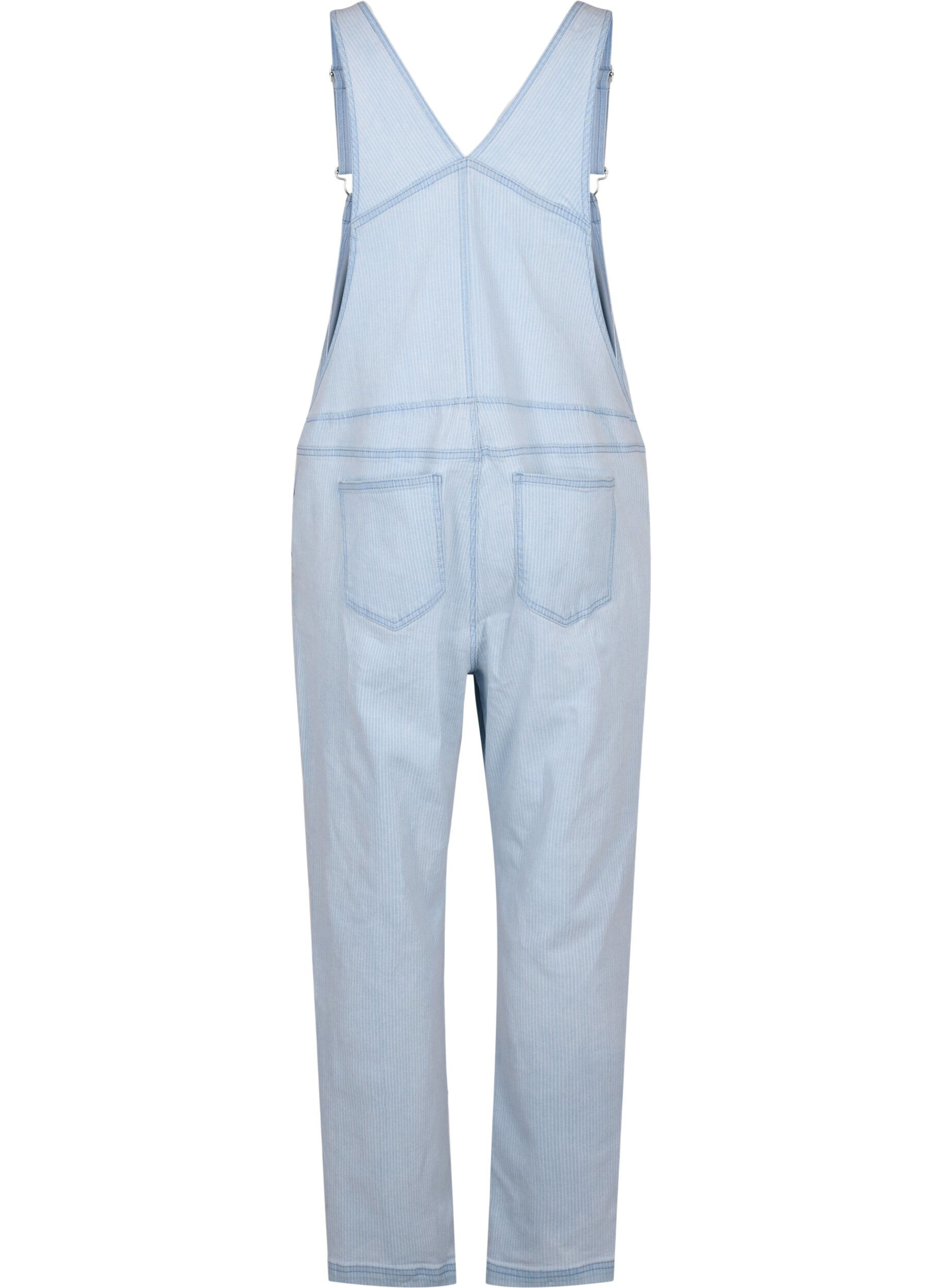 ZizziStribede denim overalls, Bl&aring;, Packshot image number 1