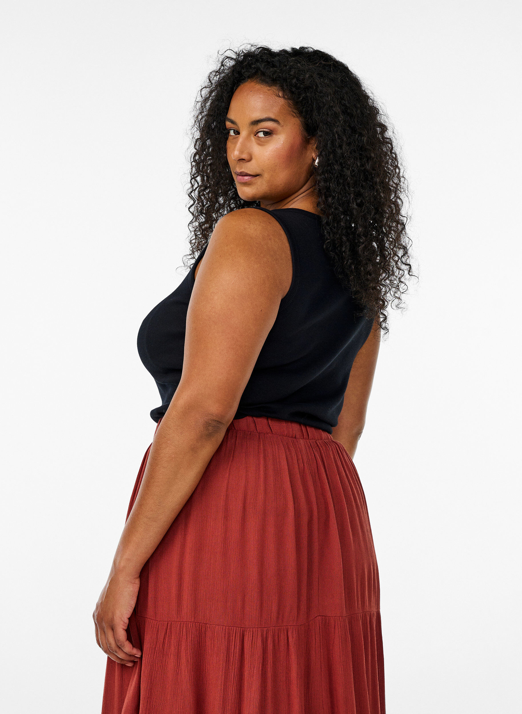 Zizzi T&aelig;tsiddende top med motiv, Sort, Model image number 2