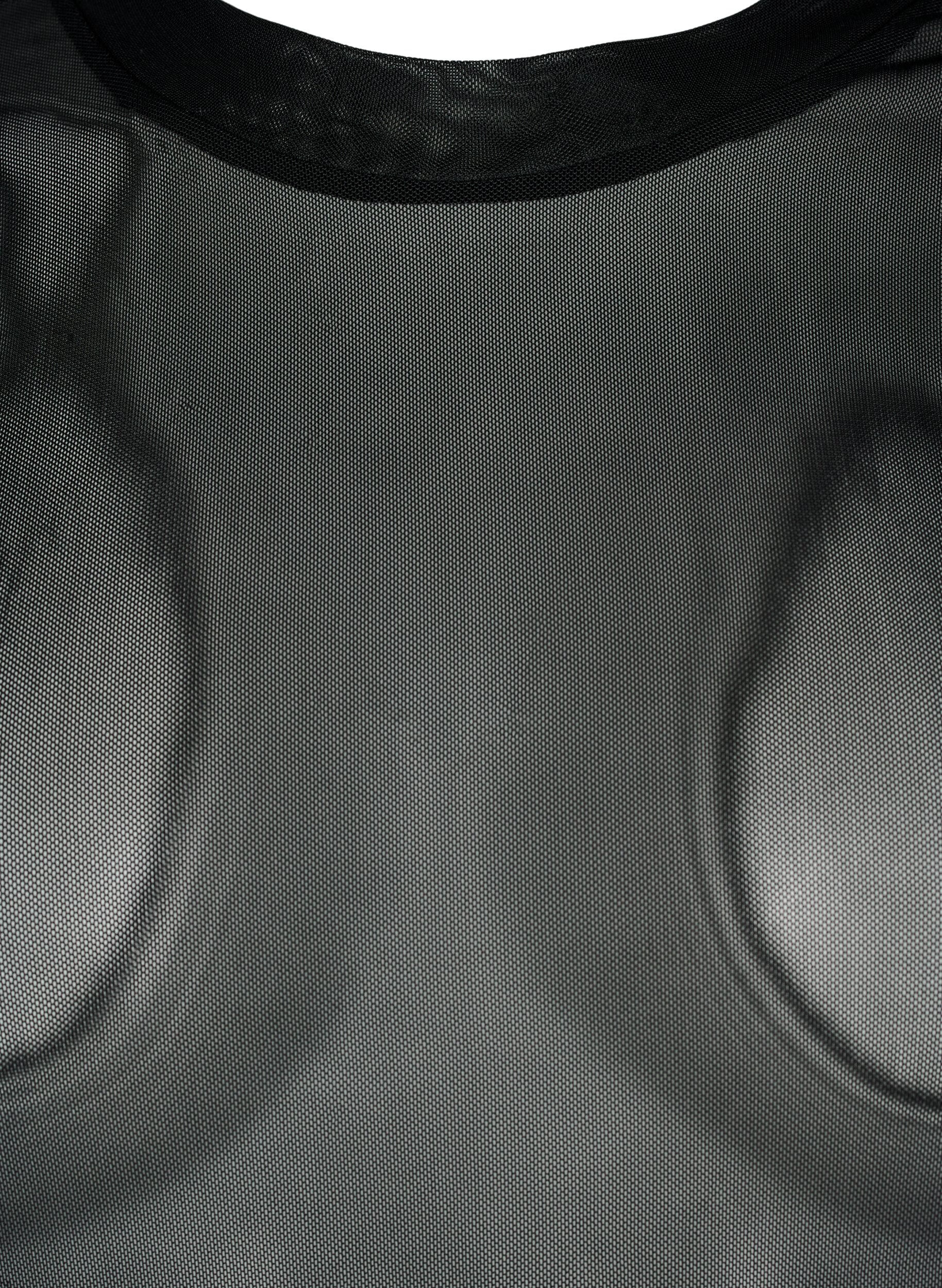 Zizzi Mesh bluse med prikker, Sort, Packshot image number 2