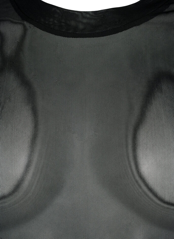 Ensfarvet mesh bluse, Sort, Packshot image number 2